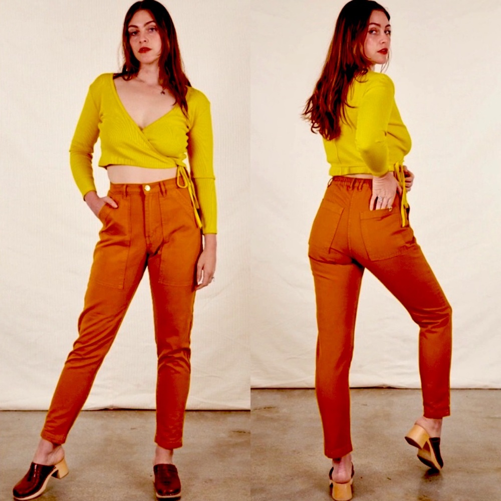 BIG BUD PRESS XS burnt orange pencil pants